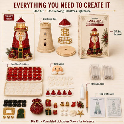 🎄Beginner-Friendly DIY Lighted Christmas Character Sea Glass-Style Lighthouse Kit Collection