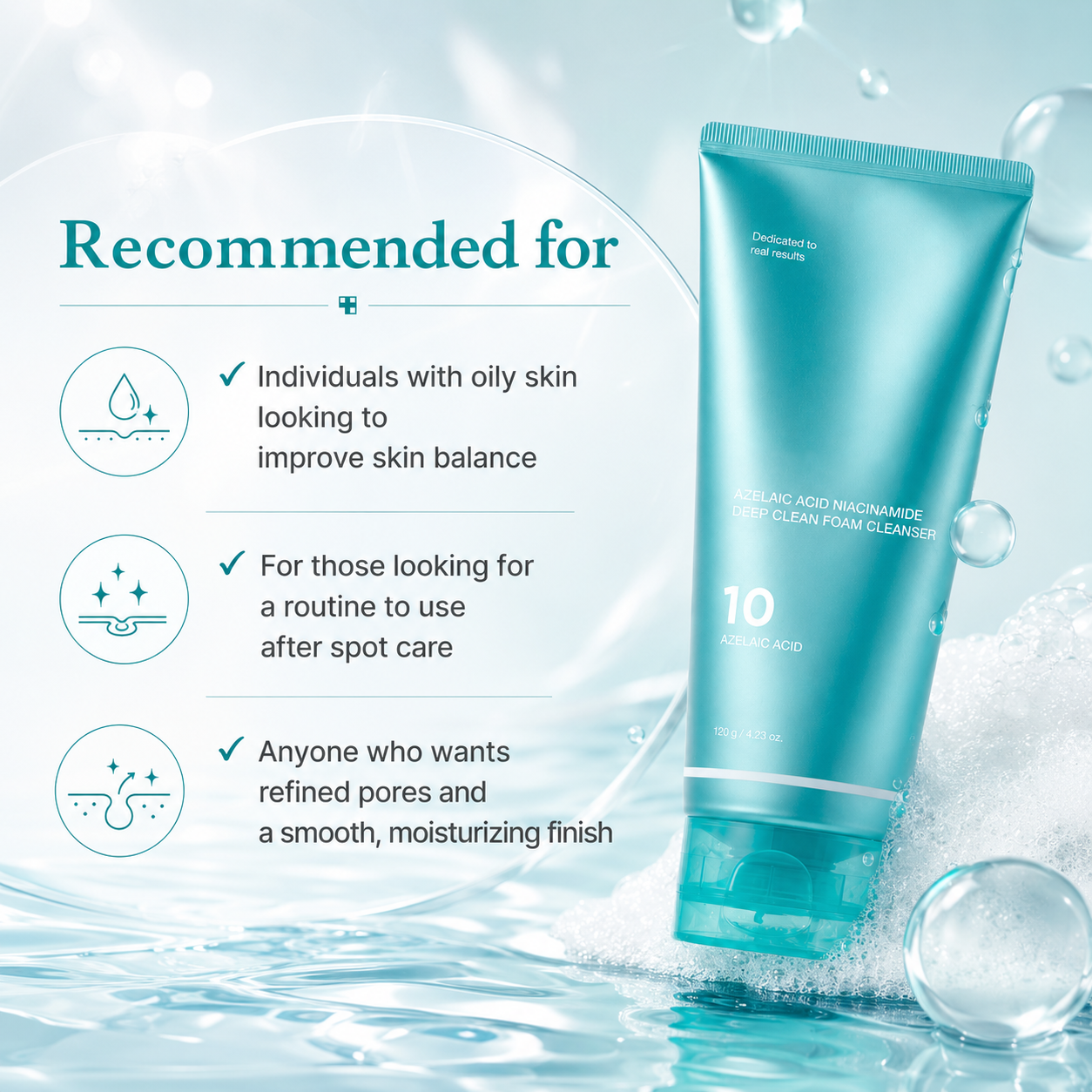 Azelaic Acid Gummy Whip Cleanser with Niacinamide for Pore Cleansing