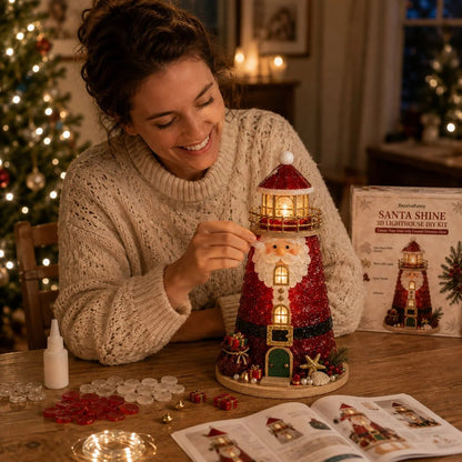 🎄Beginner-Friendly DIY Lighted Christmas Character Sea Glass-Style Lighthouse Kit Collection