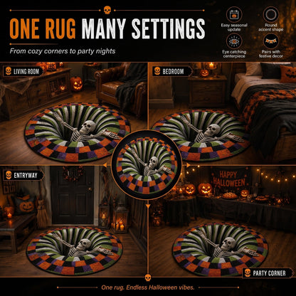 🔥 Flash Sale - 3D Haunted Stairway Round Halloween Rug
