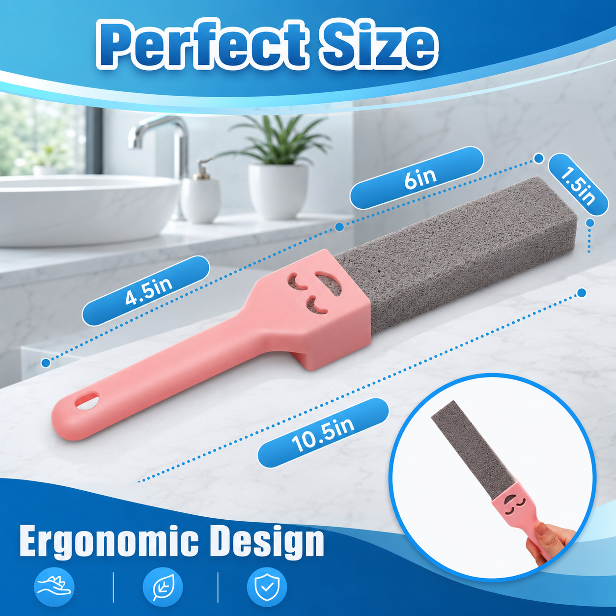 8 Pack Pumice Stone Toilet Cleaner - Extra Long Handle