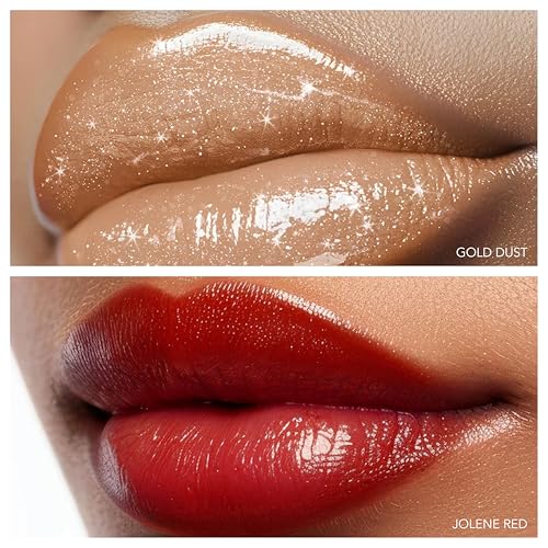 Dolly Beauty Jolene Red Lip Bundle - Heaven's Kiss Lipstick in Jolene Red, Hi-Gloss Lips Lip Gloss in Gold Dust, and Hi-Definition Lip Liner in Ruby - 3 Pack