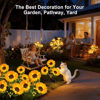 Solar Powered Sunflower LED Garden Lights Outdoor Waterproof Set