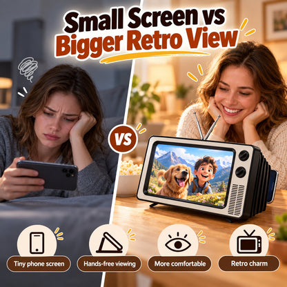 📺 Retro TV Phone Screen Magnifier – Foldable 3D Video Enlarger & Desktop Stand