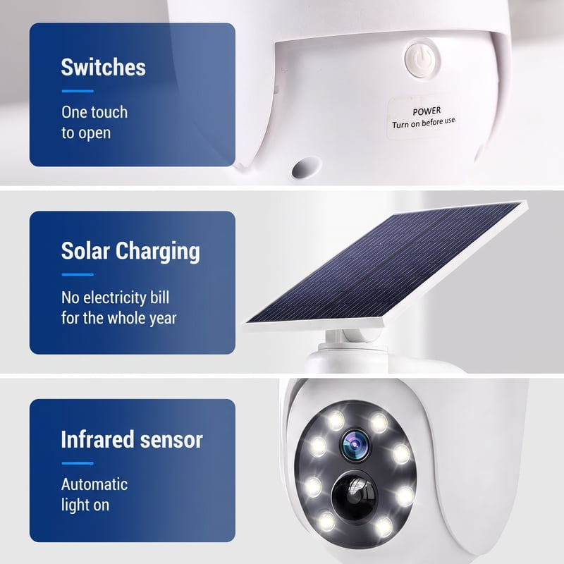 ⏰Smart AI Detection - Solar-Powered Simulated Surveillance Camera Street Light
