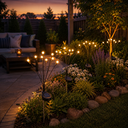 Outdoor Solar Firefly Lights 1 Pack 8 LED Waterproof Garden Stake Lights