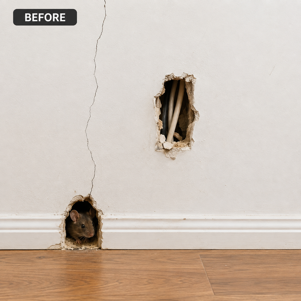Wall holes before sealing