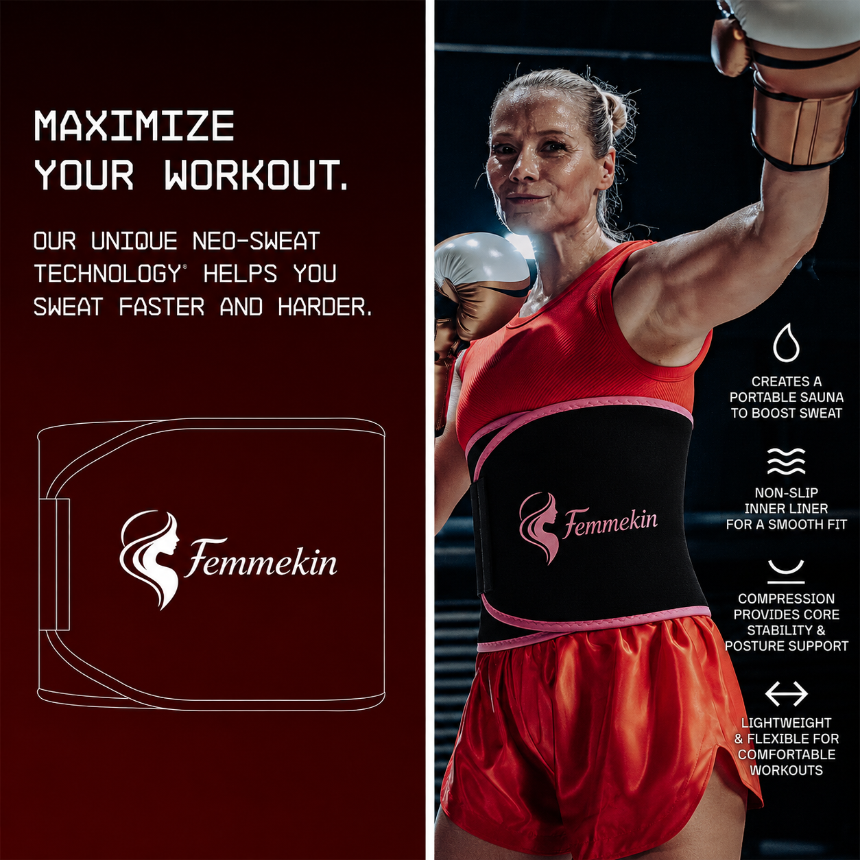 Femmekin Waist Trainer Belt - Adjustable Sizes for All ,BOGO
