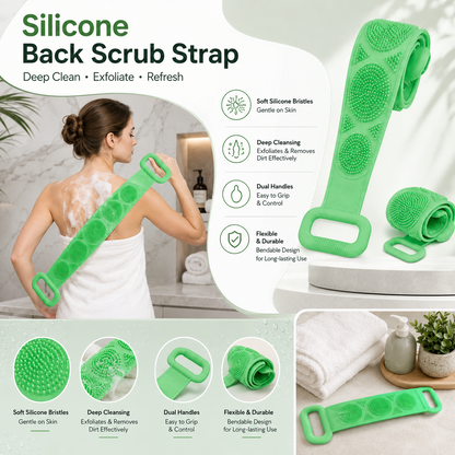 Double Sided Silicone Back Scrubber with Long Handles