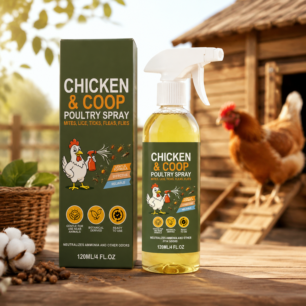 Poultry Coop Cleaner Spray – Lemongrass & Peppermint, Helps Repel Flies & Mites