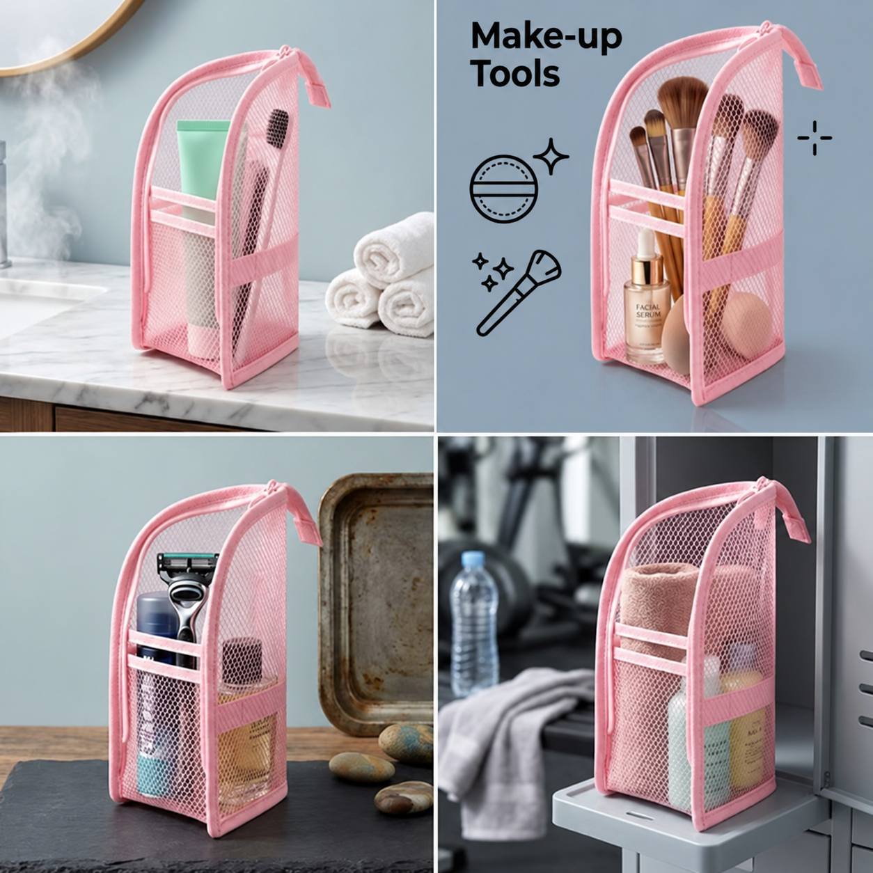 Mesh Zipper Toiletry Storage Pouch
