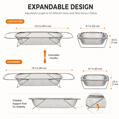 Adjustable Over the Sink Kitchen Strainer Basket