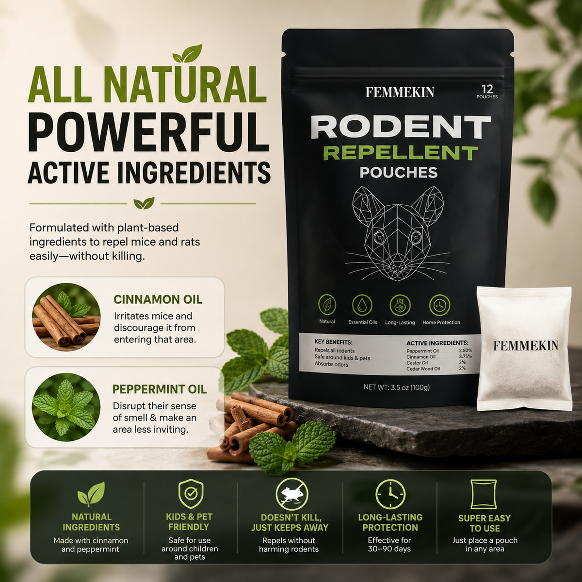 FEMMEKIN Rodent Repellent Pouches