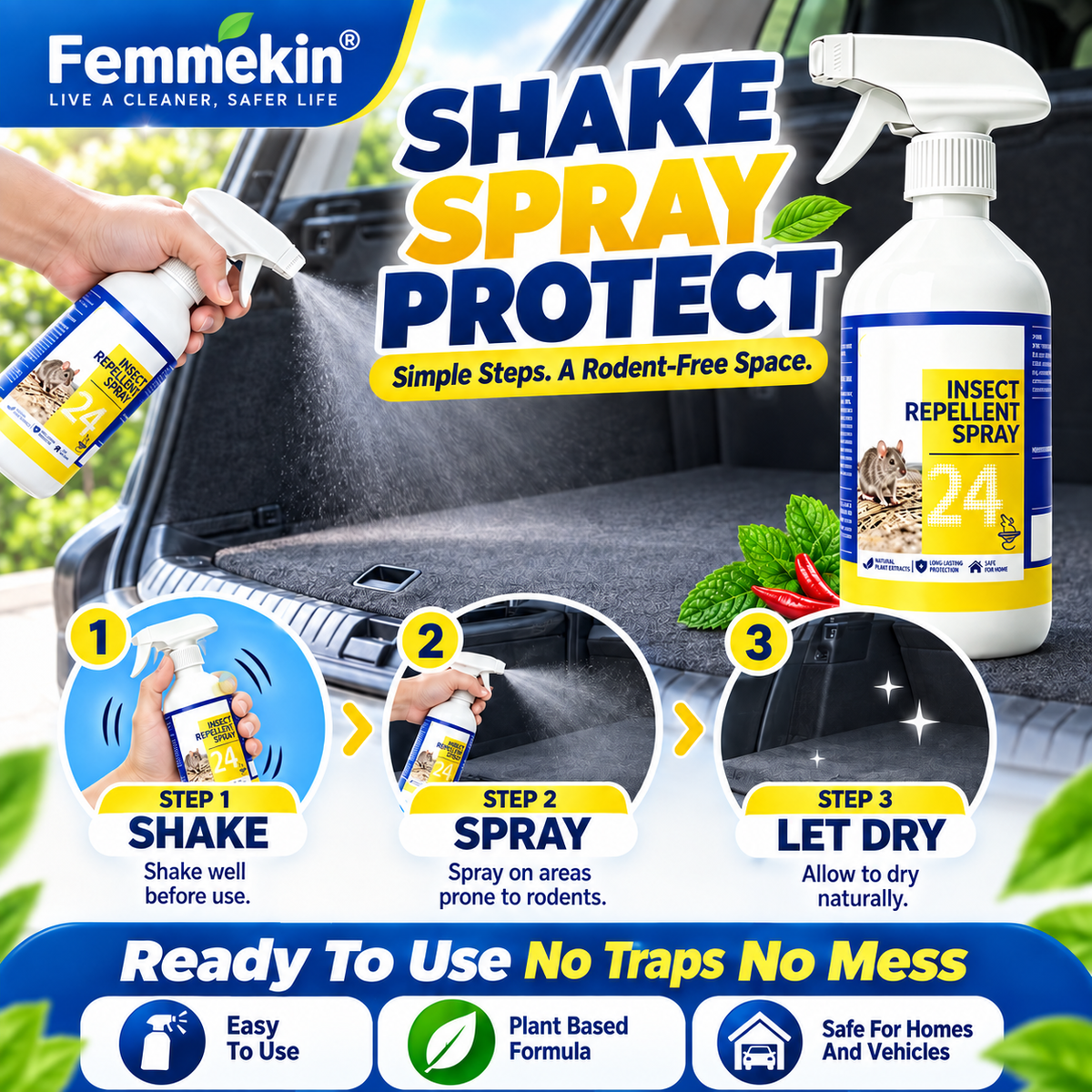 🐀All-Purpose Rodent Repellent Spray – Non-Toxic Safe Indoor Mouse Deterrent✨