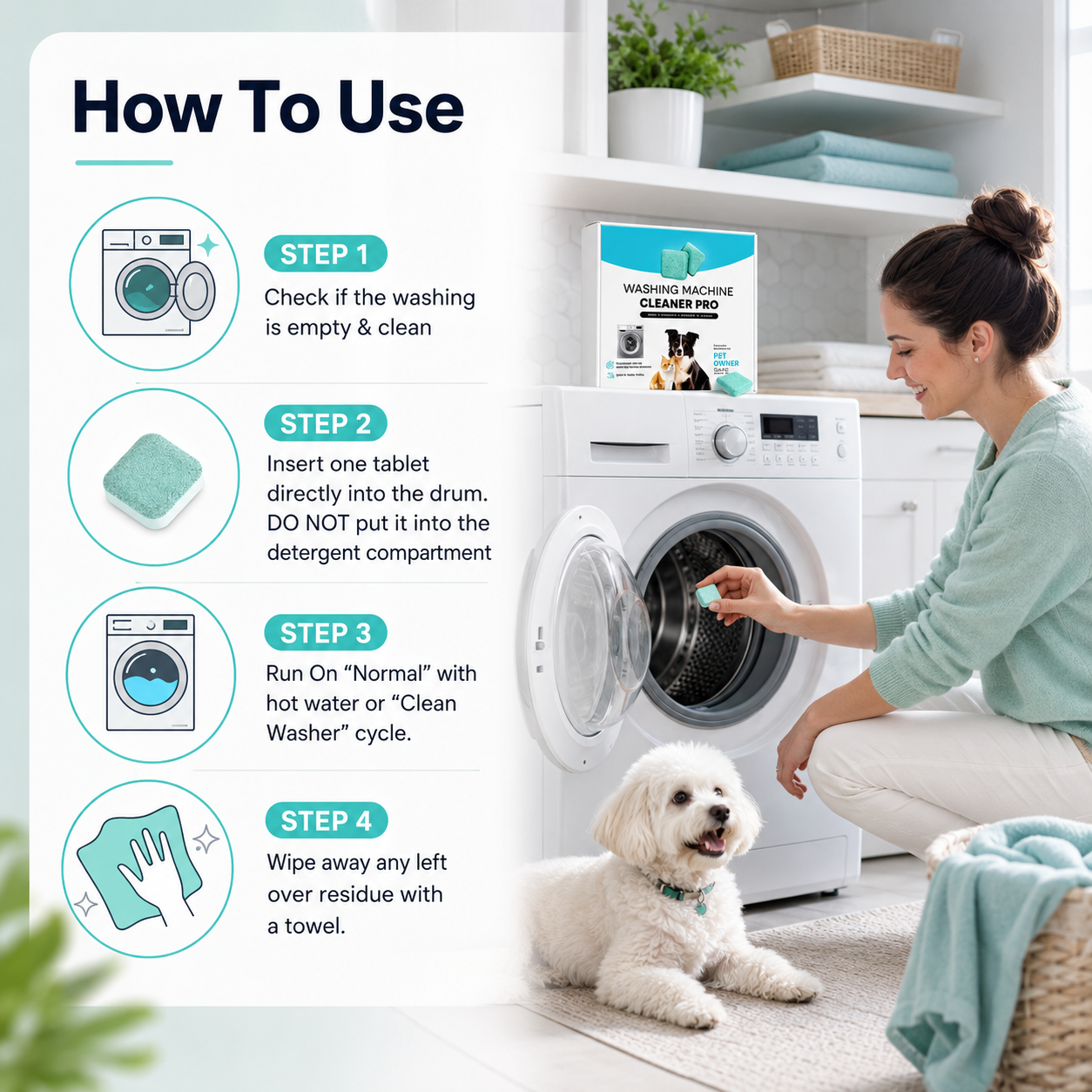 Eco Friendly Washing Machine Cleaner for Pet Odor Removal