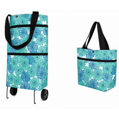 2 in 1 Foldable Shopping Trolley Bag with Wheels