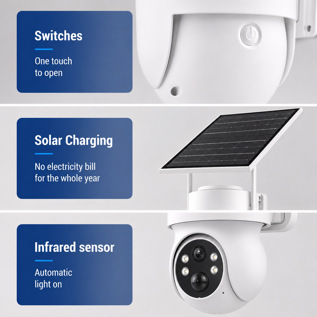 ⏰Smart AI Detection - Solar-Powered Simulated Surveillance Camera Street Light