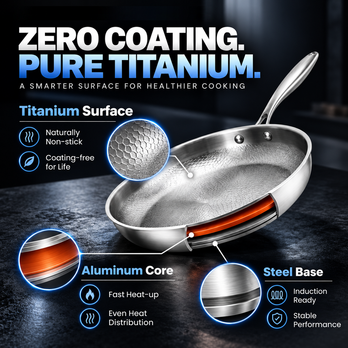 Femmekin Pure Titanium Frying Pan – Durable High-Heat Everyday Cookware