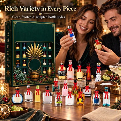 🎁✨24-Day Mini Tequila Bottle Advent Blind Box for Holiday Celebration, Bar Table Decor, Collector Gift & Family Countdown