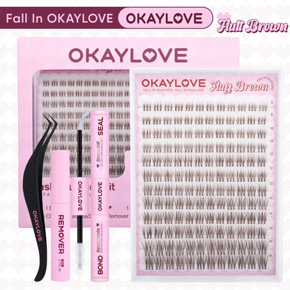 OKAYLOVE Idol Black| Brown Idol Lash Clusters Kit | D Curl Wispy Lash Extension Kit | Lightweight Look Like Real Lashes DIY Eyelash at Home for Natural Makeup Girl Gifts #backtoschool #sohochic