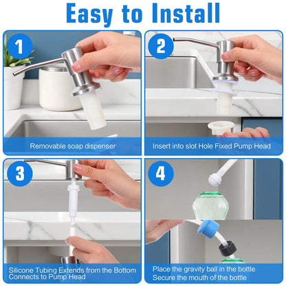 Dish Soap Dispenser for Kitchen Sink Brushed Nickel