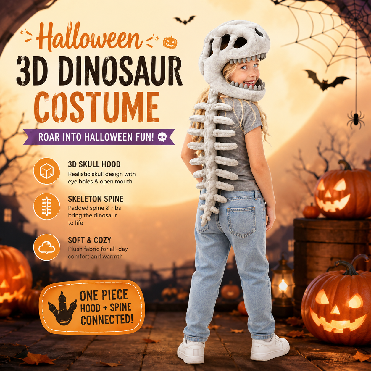Halloween 3D Dinosaur Costume 🦕 - Soft & Wearable