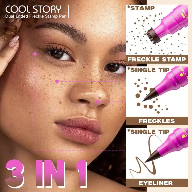 Waterproof Freckles Pen: Faux Freckle Stamp and Fine Tip Eyeliner for Realistic, Long-Lasting Freckles and Effortless Makeup, Perfect for Daily Wear and Cosplay,back to school