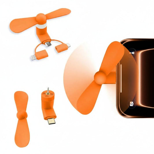 3 in 1 Mini Plug In Phone Fan for Lightning Type C and Micro USB