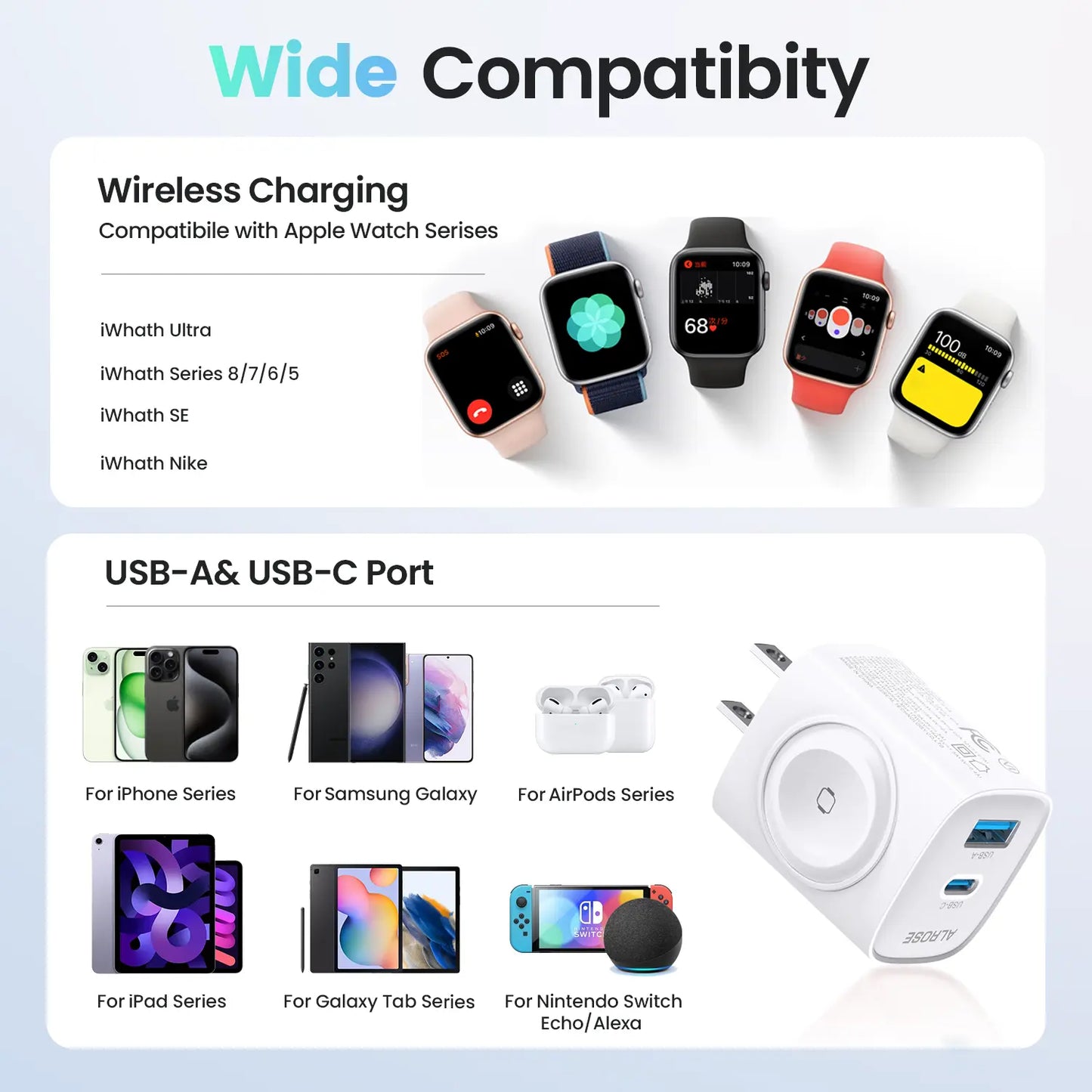 3-in-1 Magnetic Wireless Charger Plug with USB-C Fast Charging
