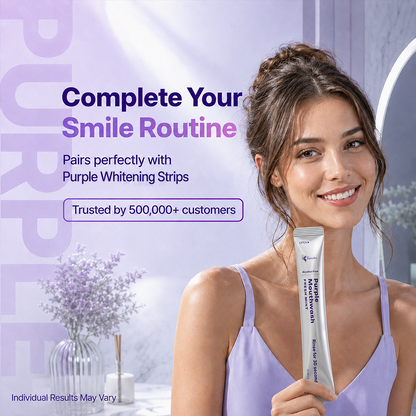 Purple Mint Mouthwash Sachets Alcohol Free Travel Fresh Breath Rinse 20 Pack