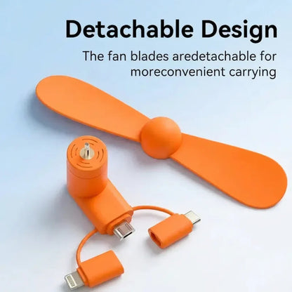 3 in 1 Mini Plug In Phone Fan for Lightning Type C and Micro USB
