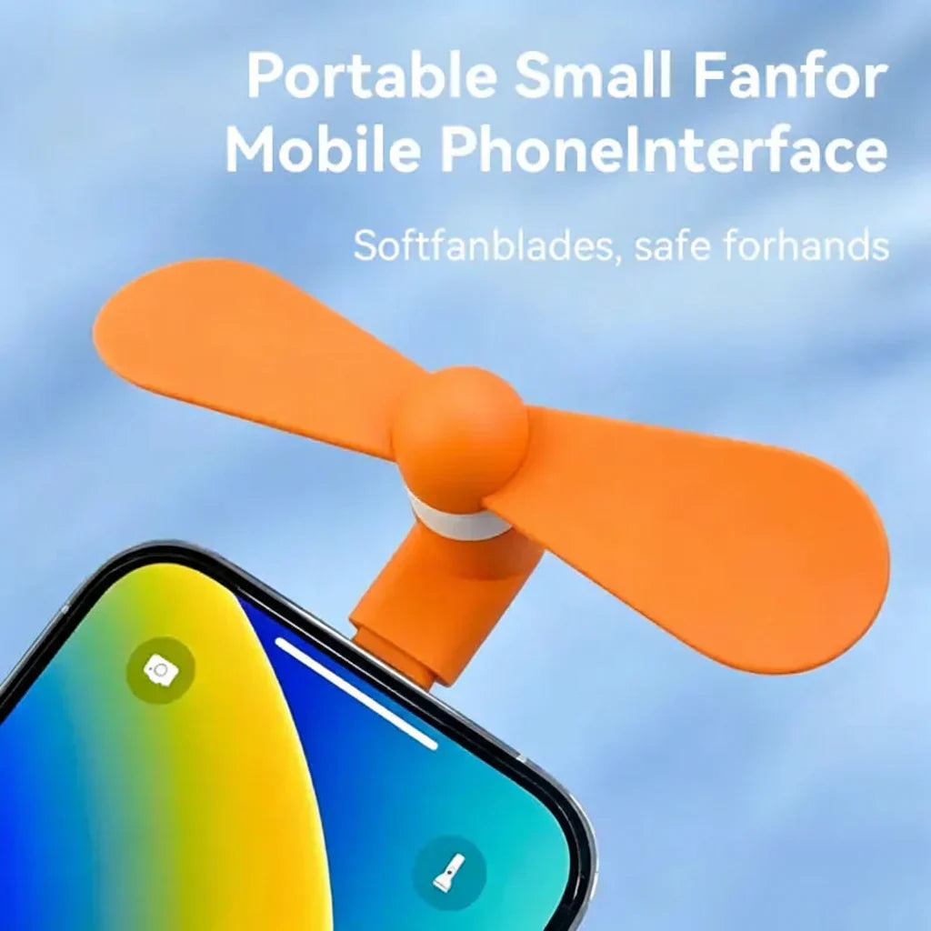 3 in 1 Mini Plug In Phone Fan for Lightning Type C and Micro USB