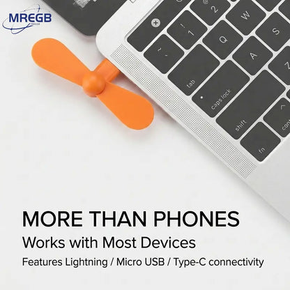 3 in 1 Mini Plug In Phone Fan for Lightning Type C and Micro USB