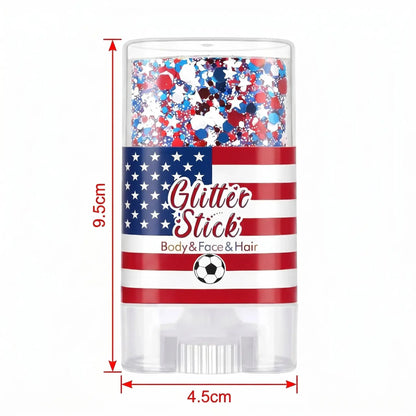 4th of July Glitter Stick Red White Blue Body Hair Sparkle Party Look