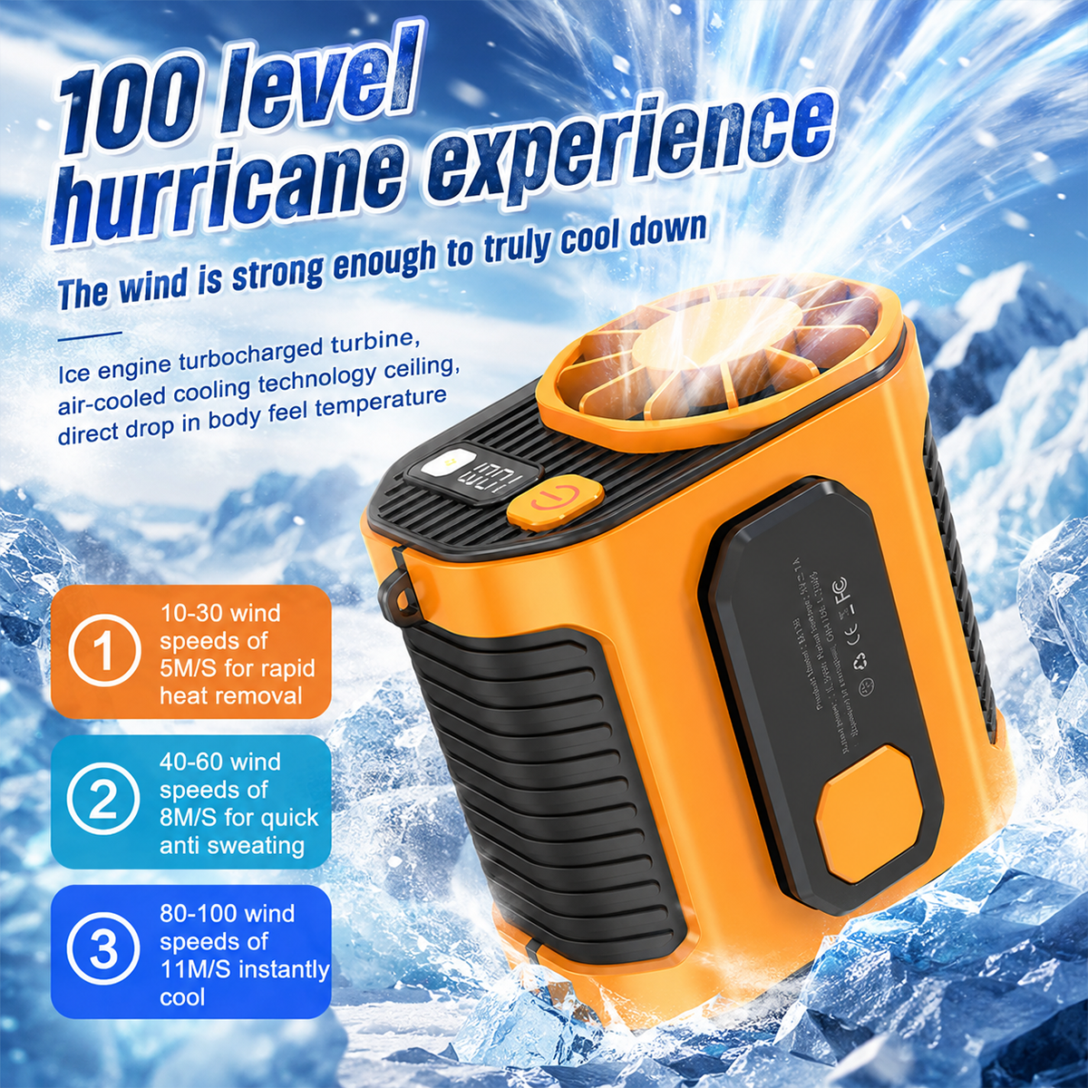 Portable Rechargeable Waist Fan with Power Bank & LED Light