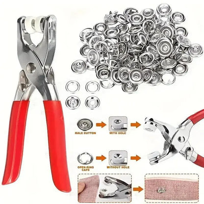BOGO+  Including 200pcs Invisible Colored Metal Buckle & 1 Count Manual Pressure Pliers