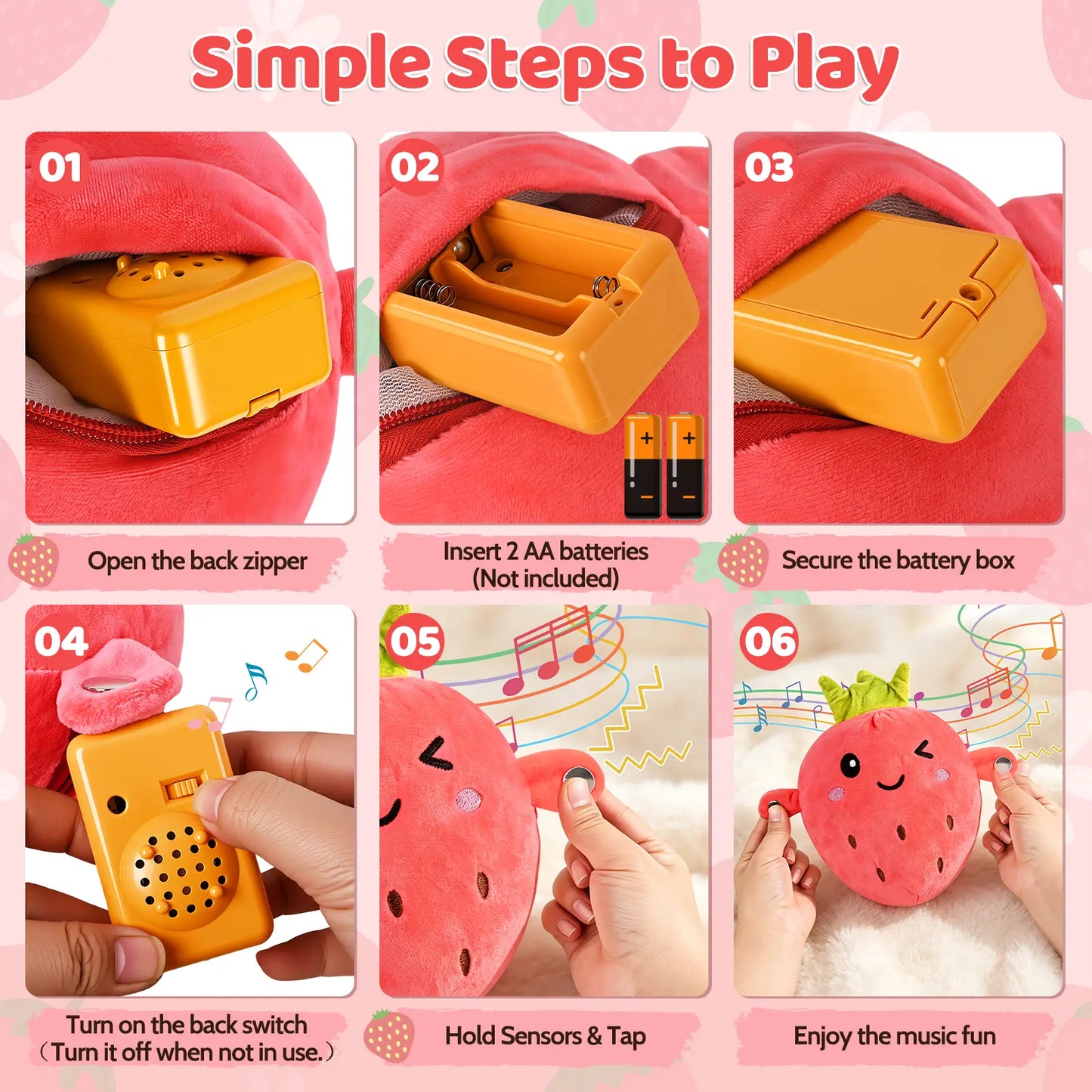 Interactive Music Plush Toy Set – Banana, Strawberry & Carrot Electric Plush Toys for Parent-Child Interaction, Couples & Friends Prank Toy, Valentine’s Day & Easter Party Fun Gift for Kids & Adults stuffed animals cute girly gifts