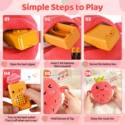 Interactive Music Plush Toy Set – Banana, Strawberry & Carrot Electric Plush Toys for Parent-Child Interaction, Couples & Friends Prank Toy, Valentine’s Day & Easter Party Fun Gift for Kids & Adults stuffed animals cute girly gifts