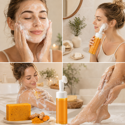 Turmeric Wash and Care Set - Cleansing Mousse & Soap