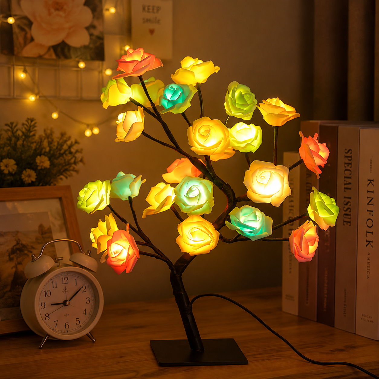 Rose Shaped USB Powered Table Lamp Night Light for Bedroom