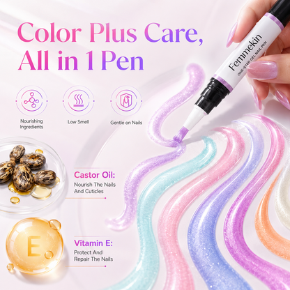 5 in 1 Aurora Gel Nail Polish Pen with Base Color and Top Coat