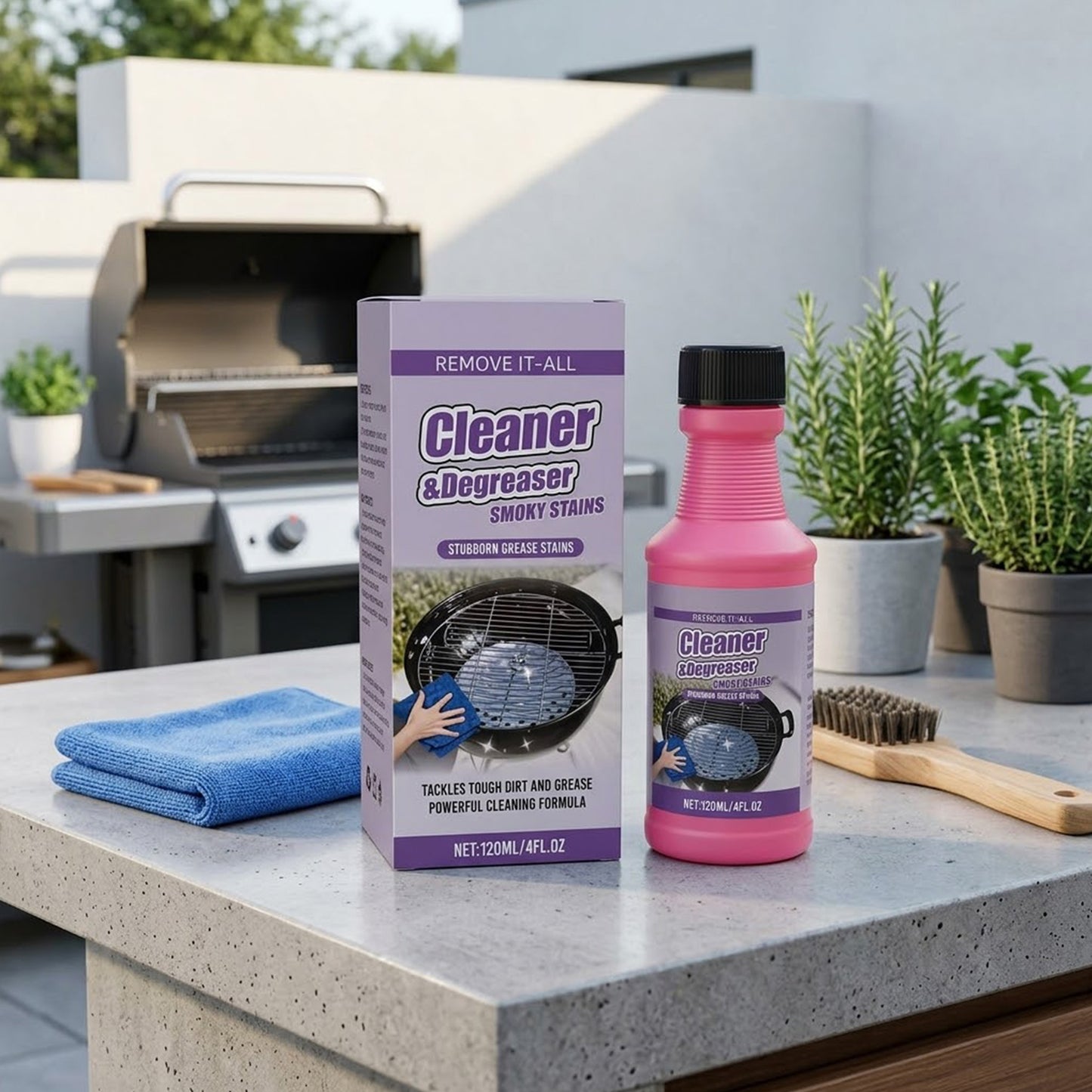 Heavy Duty BBQ Grill Cleaner Degreaser Spray for Grease and Smoky Stain Removal