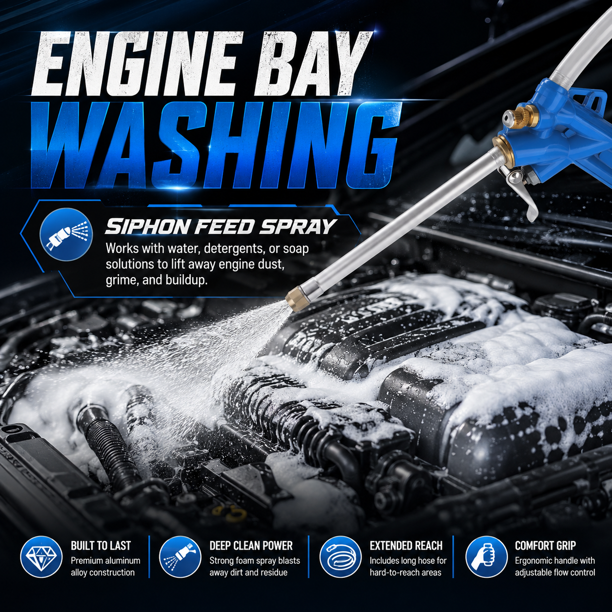 Pneumatic Engine Cleaning Gun - Heavy Duty