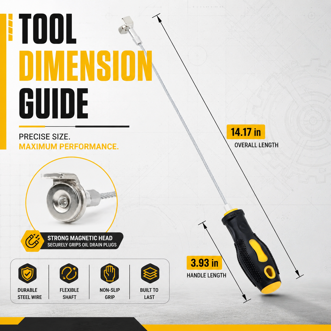 Heavy-Duty Magnetic Oil Drain Bolt Removal Tool 14 in