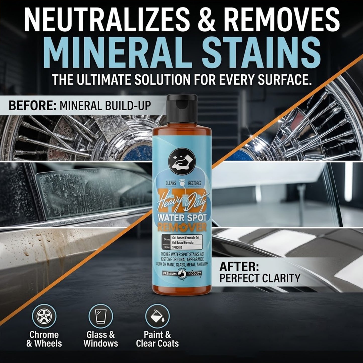 Automotive Hard Water Stain Gel Cleaner for Glass Tile and Shower