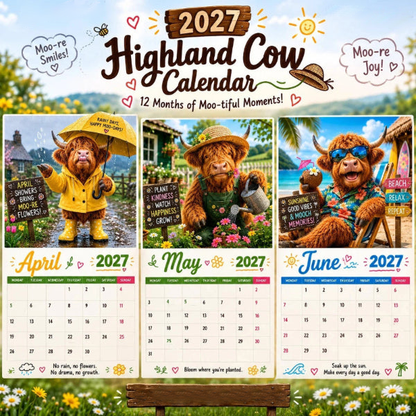 🔥2027 Funny Highland Cow Wall Calendar | A4 Hanging Calendar
