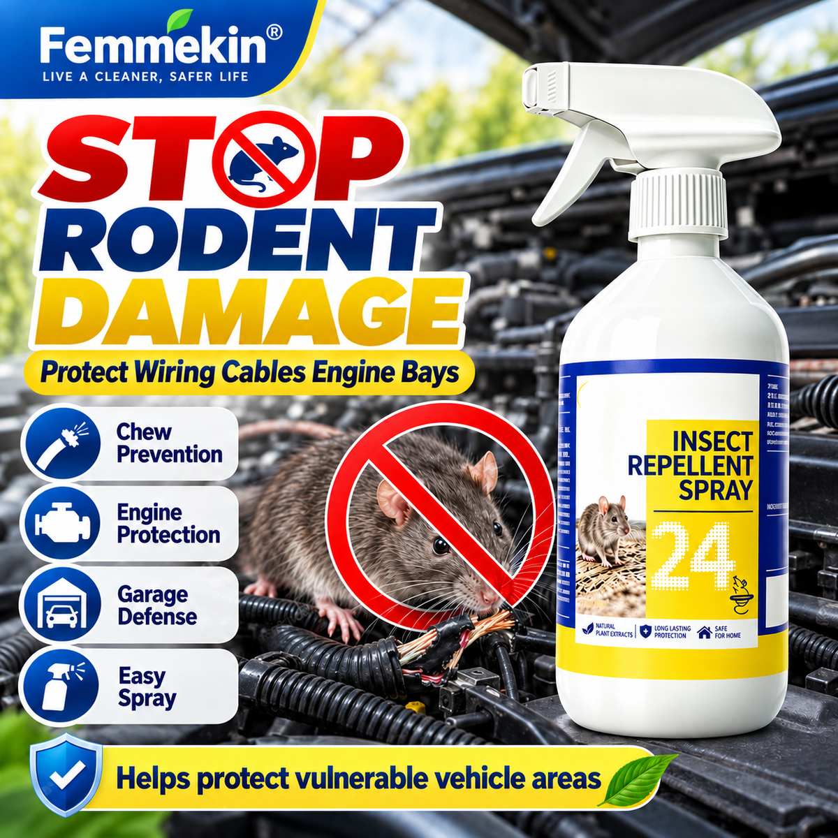 🐀All-Purpose Rodent Repellent Spray – Non-Toxic Safe Indoor Mouse Deterrent✨