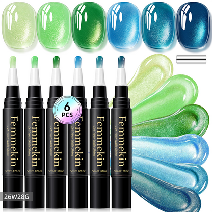 5 in 1 Aurora Gel Nail Polish Pen with Base Color and Top Coat