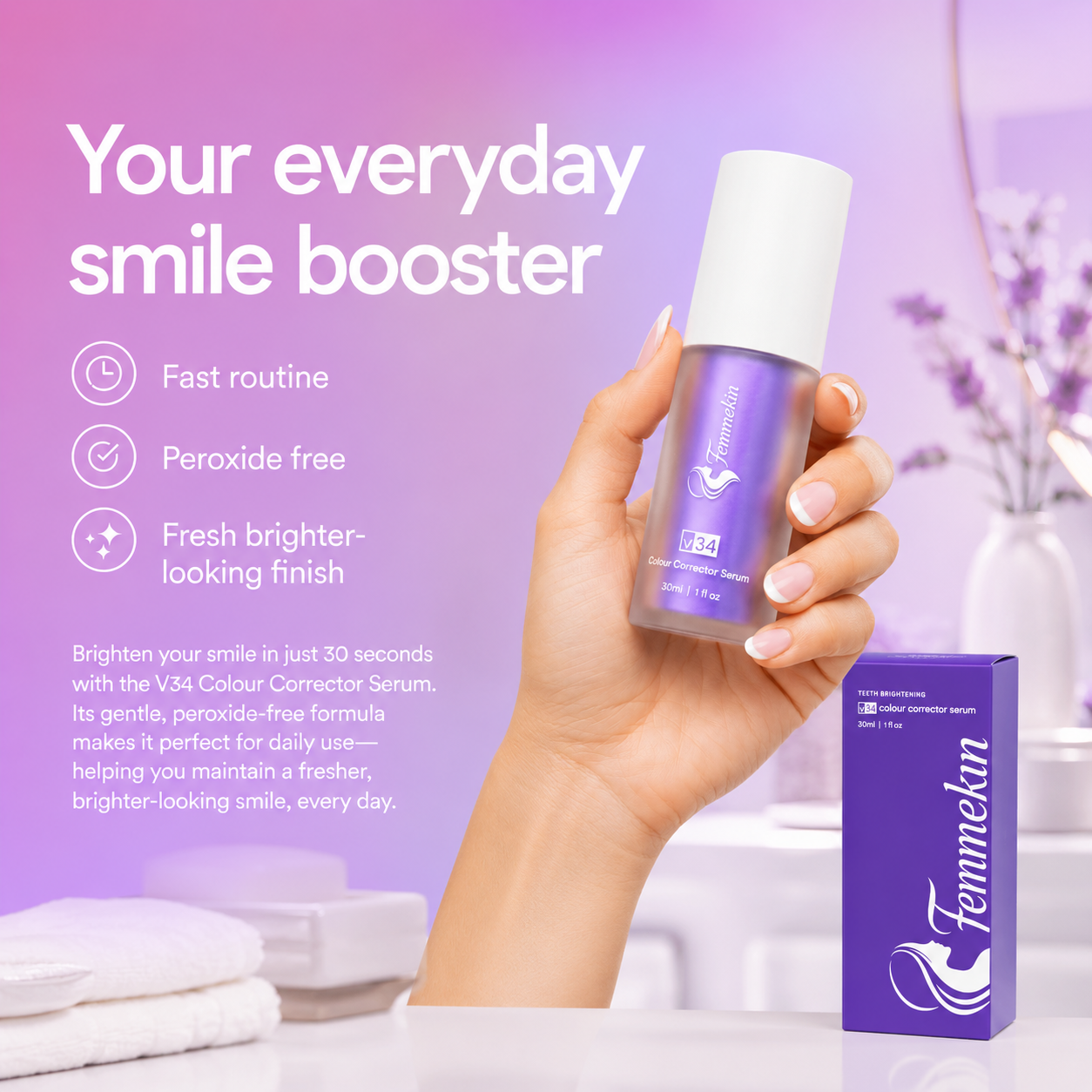 Purple Tooth Colour Corrector for Temporary Stain Concealing and Brightening