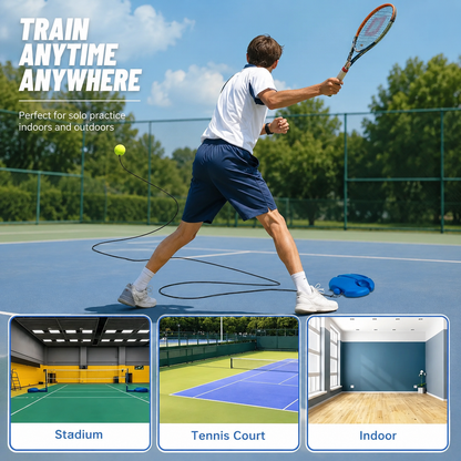 2 Piece Portable Tennis Trainer Set with Rebound Balls